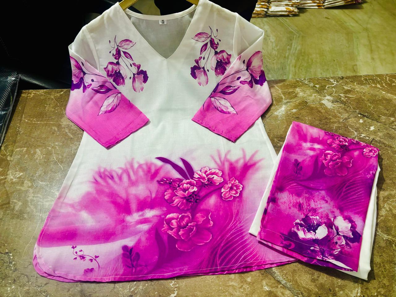 Premium Floral Digital Print Mul Cotton Co-Ord Set
