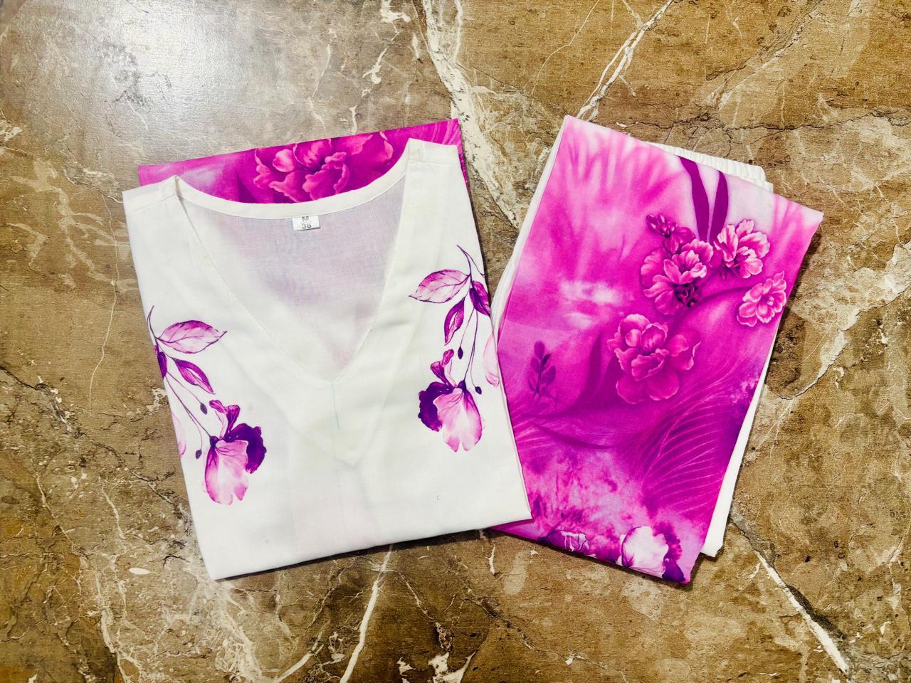 Premium Floral Digital Print Mul Cotton Co-Ord Set