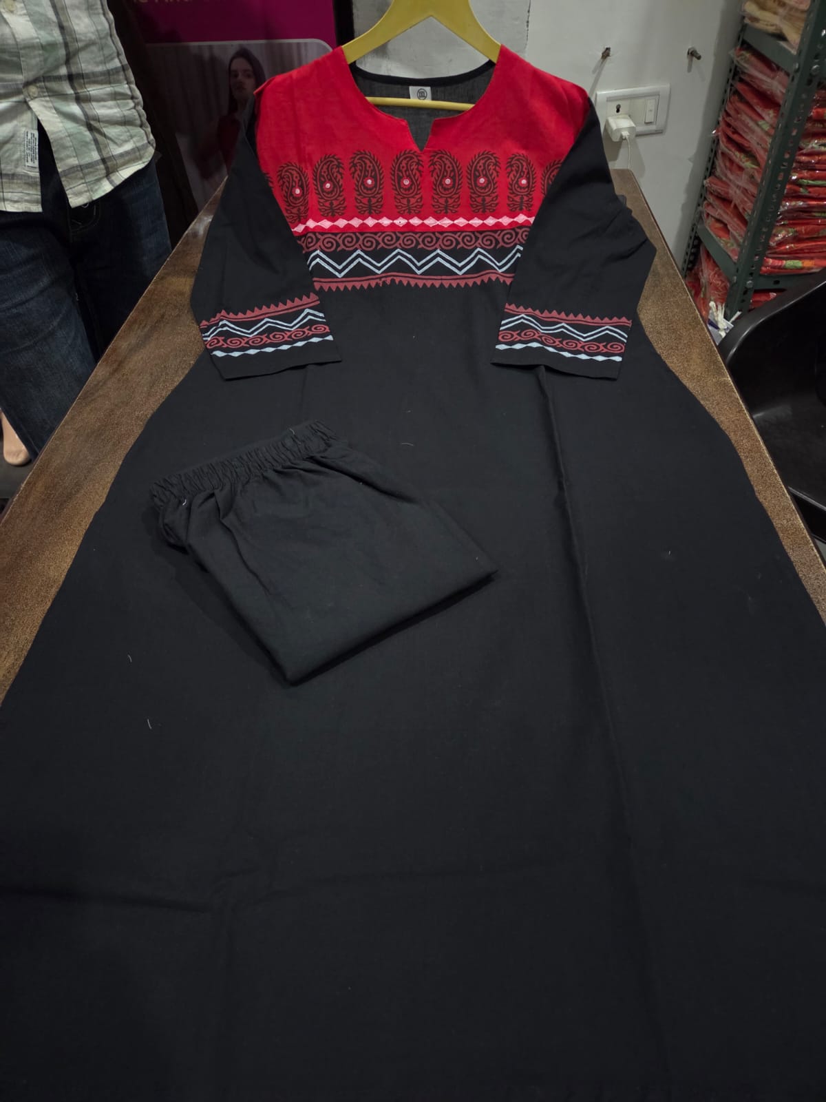 Designer Cotton Straight Kurta and Pant Set with Block Print Yoke — Everyday Ethnic Coord Ensemble