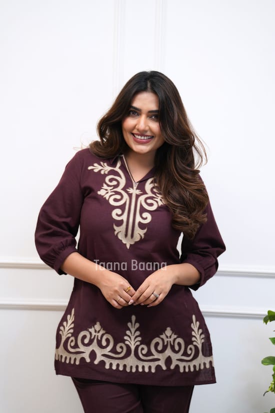 Women Premium Cotton Flex Co-Ord Set with Thread Embroidery Kurta and Pants
