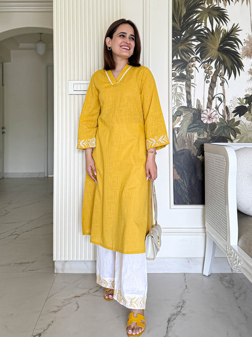 Beautiful Pure Cotton Kurti with Pant Set with Embroidery Work