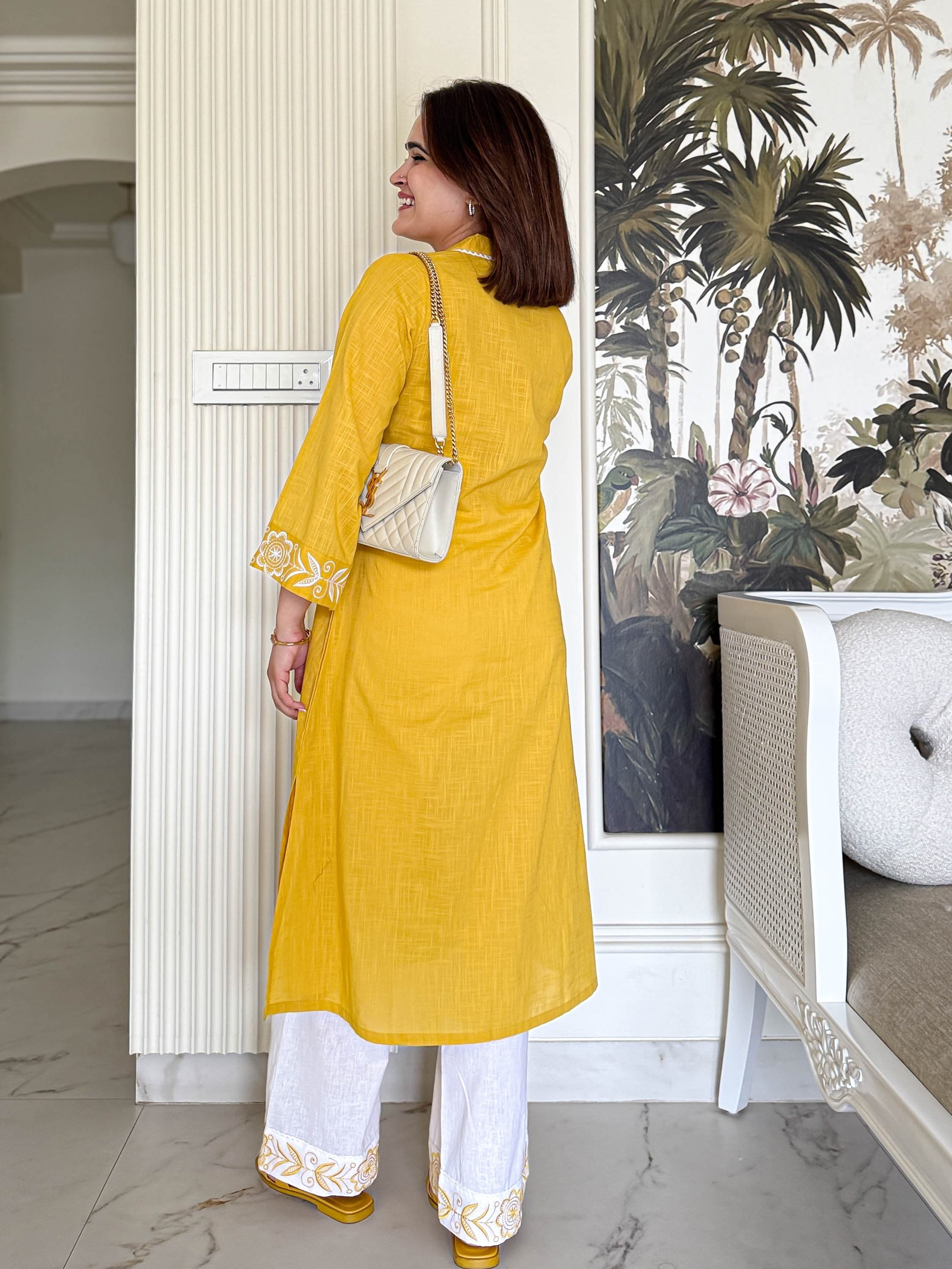 Beautiful Pure Cotton Kurti with Pant Set with Embroidery Work