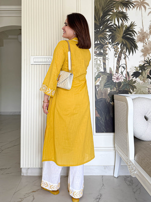 Beautiful Pure Cotton Kurti with Pant Set with Embroidery Work