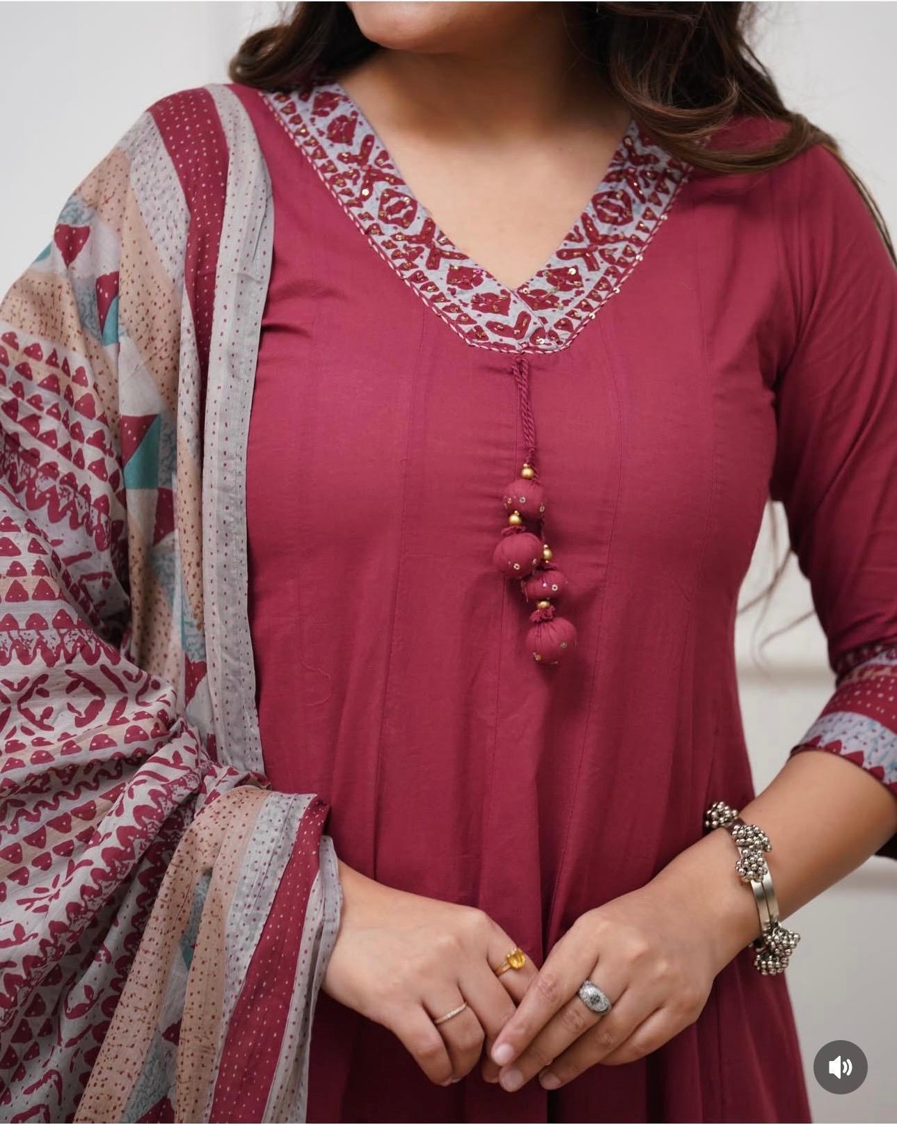 Women Premium Hand Work Anarkali Kurta Pant Dupatta Set