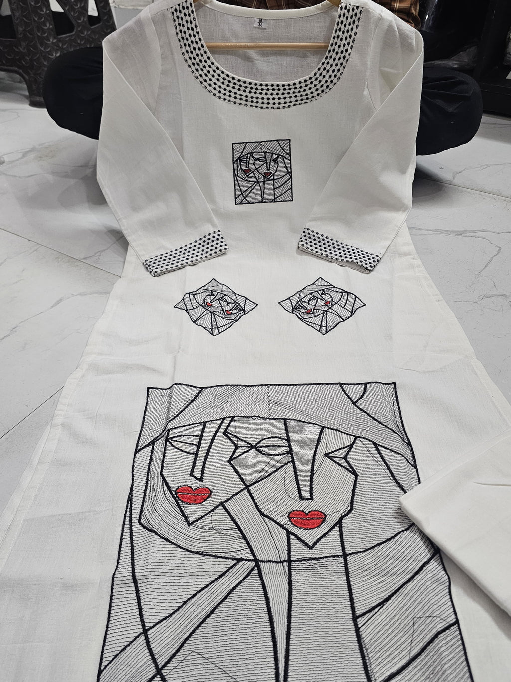 Stylish Cotton Flex Embroidered Coord Set  Casual Wear Top & Plazzo | White & Black | 2-Piece Set