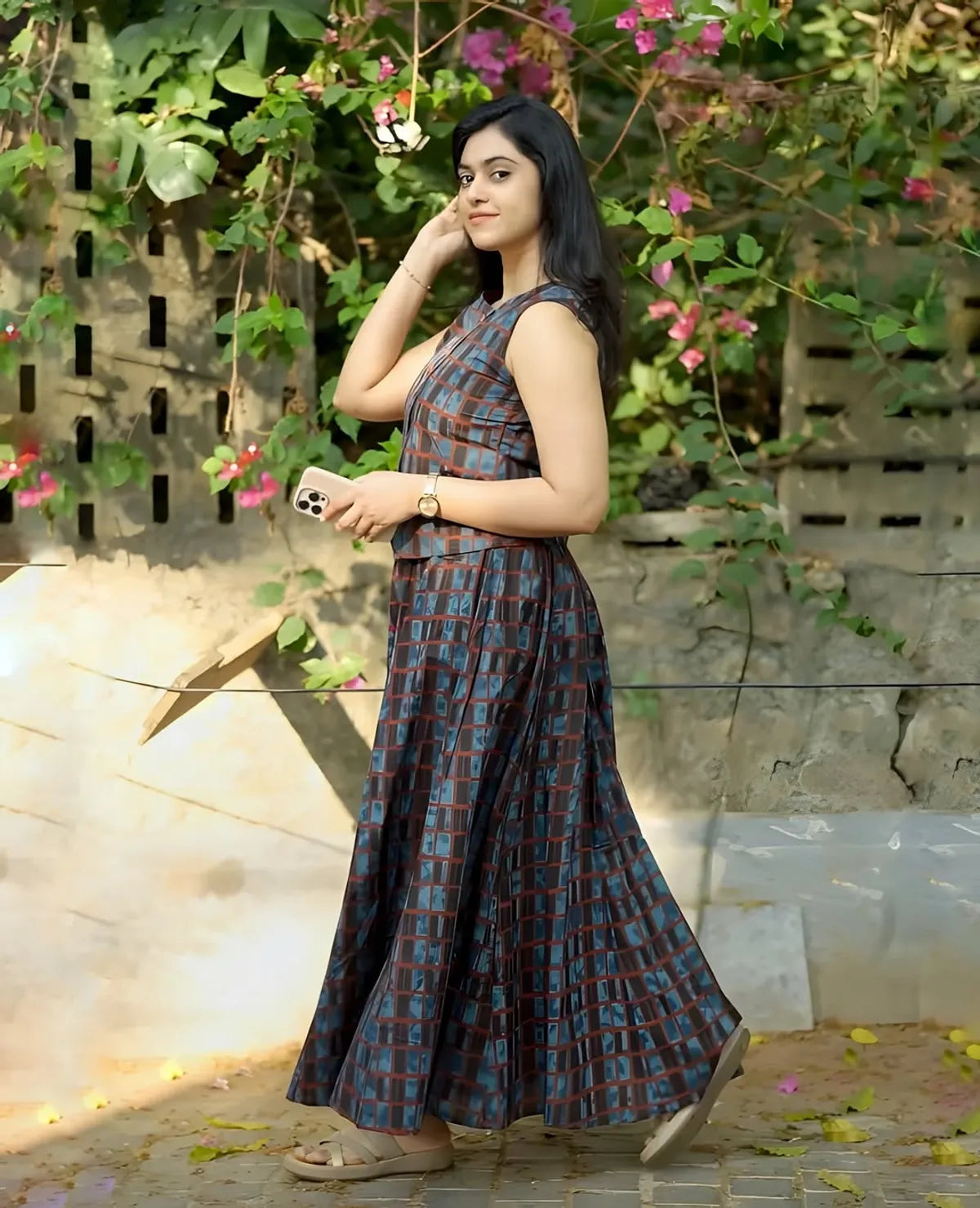 Women Printed Cotton Top And Skirt Set
