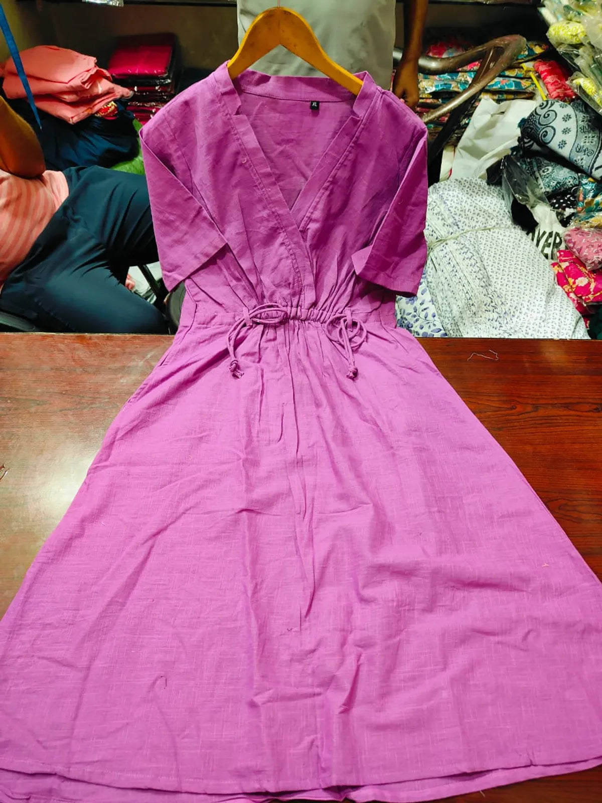 Purple Green Dress Vibrant Colors & Dori Tassel Detail
