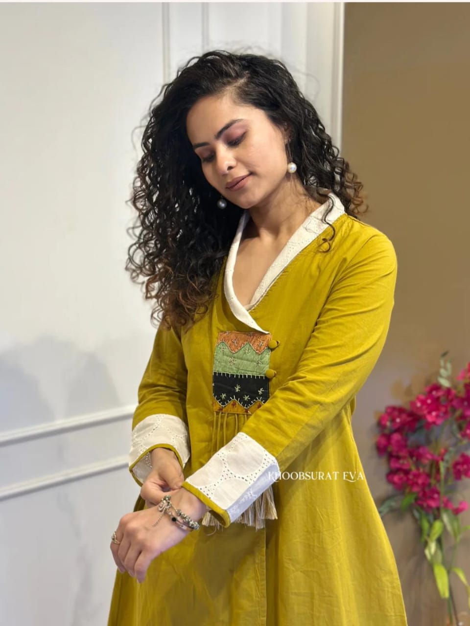 Women's Cotton Embroidered Sunset Stroll Co-ord Kurti Palazzo Set