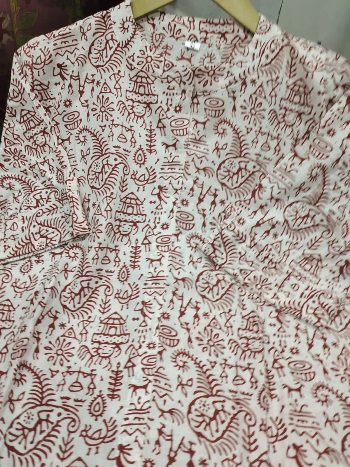 Dashing Warli printed cotton A-line kurta palazzo set with contemporary ethnic styling