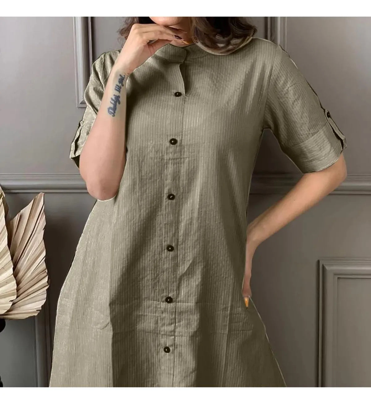 Women's A-Line Cotton Kurti Palazzo Set with Katha Work