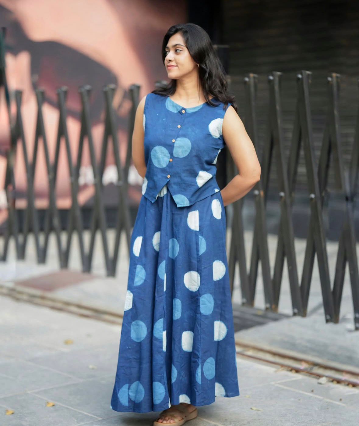 Women Printed Cotton Top And Skirt Set