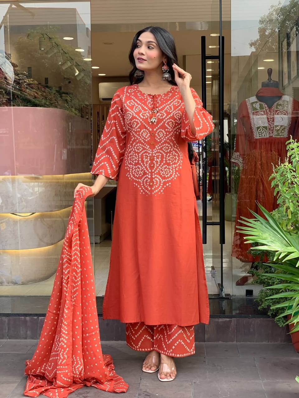 Women Premium Cotton Kurta Set with Pants and Dupatta Adda Work Straight Ethnic Three Piece Suit