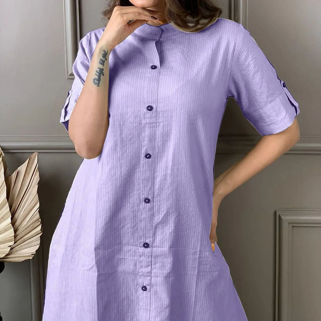 Women's A-Line Cotton Kurti Palazzo Set with Katha Work