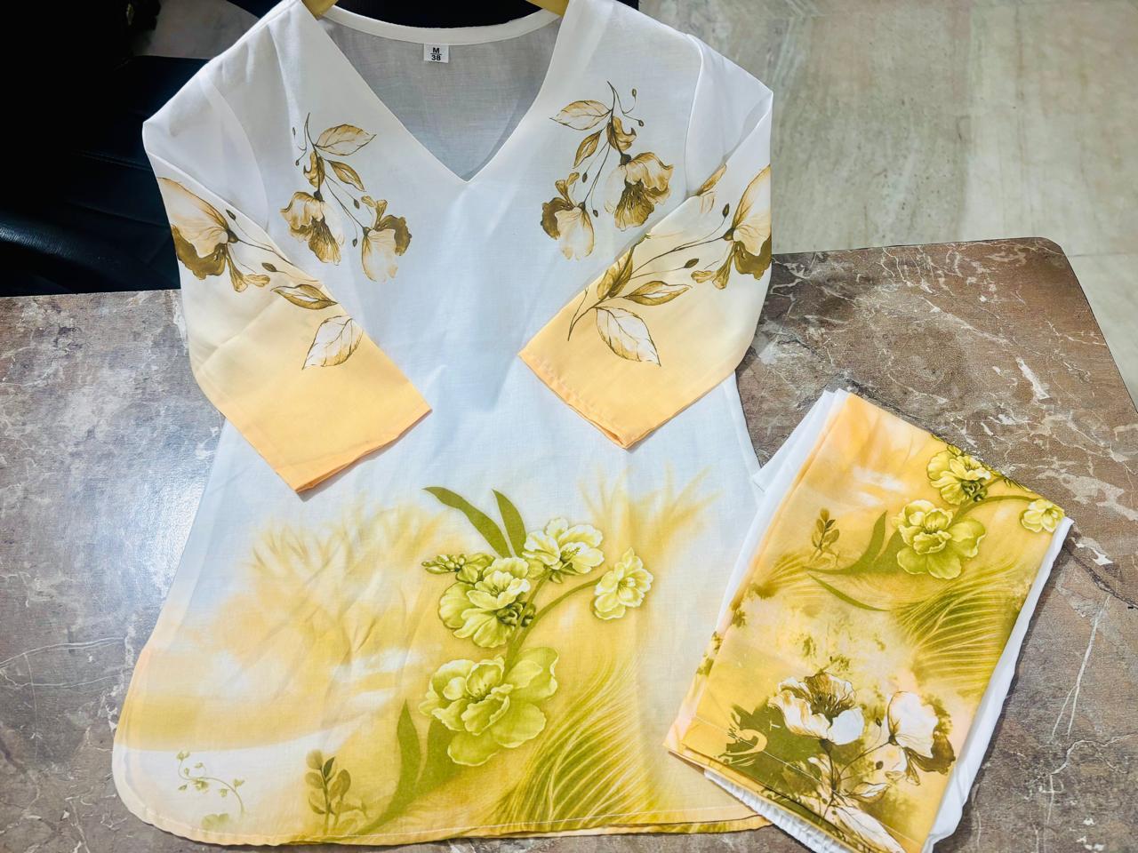 Premium Floral Digital Print Mul Cotton Co-Ord Set
