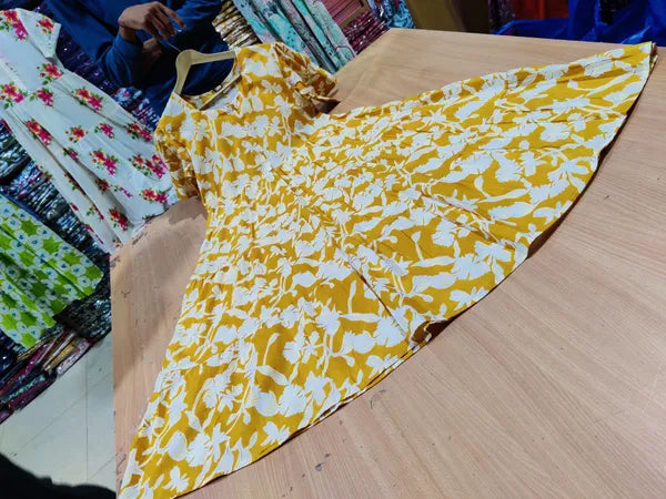 Cotton Puff Sleeve Midi Dress | Comfortable Summer Wear for Women | Stylish Everyday Outfit | Sizes 38 to 44