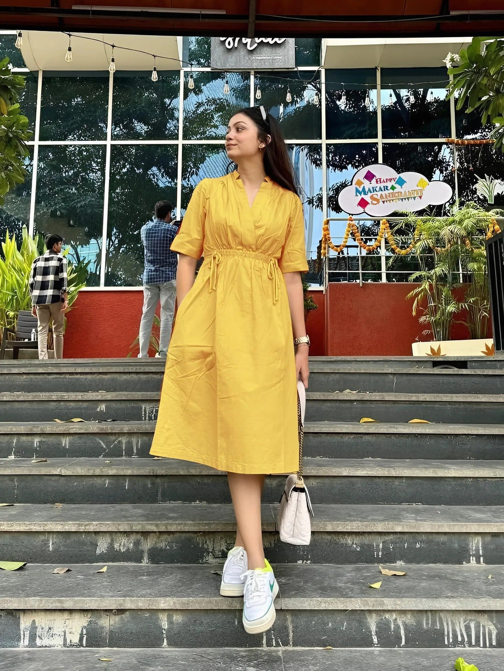 Yellow Dress Vibrant Colors & Dori Tassel Detail