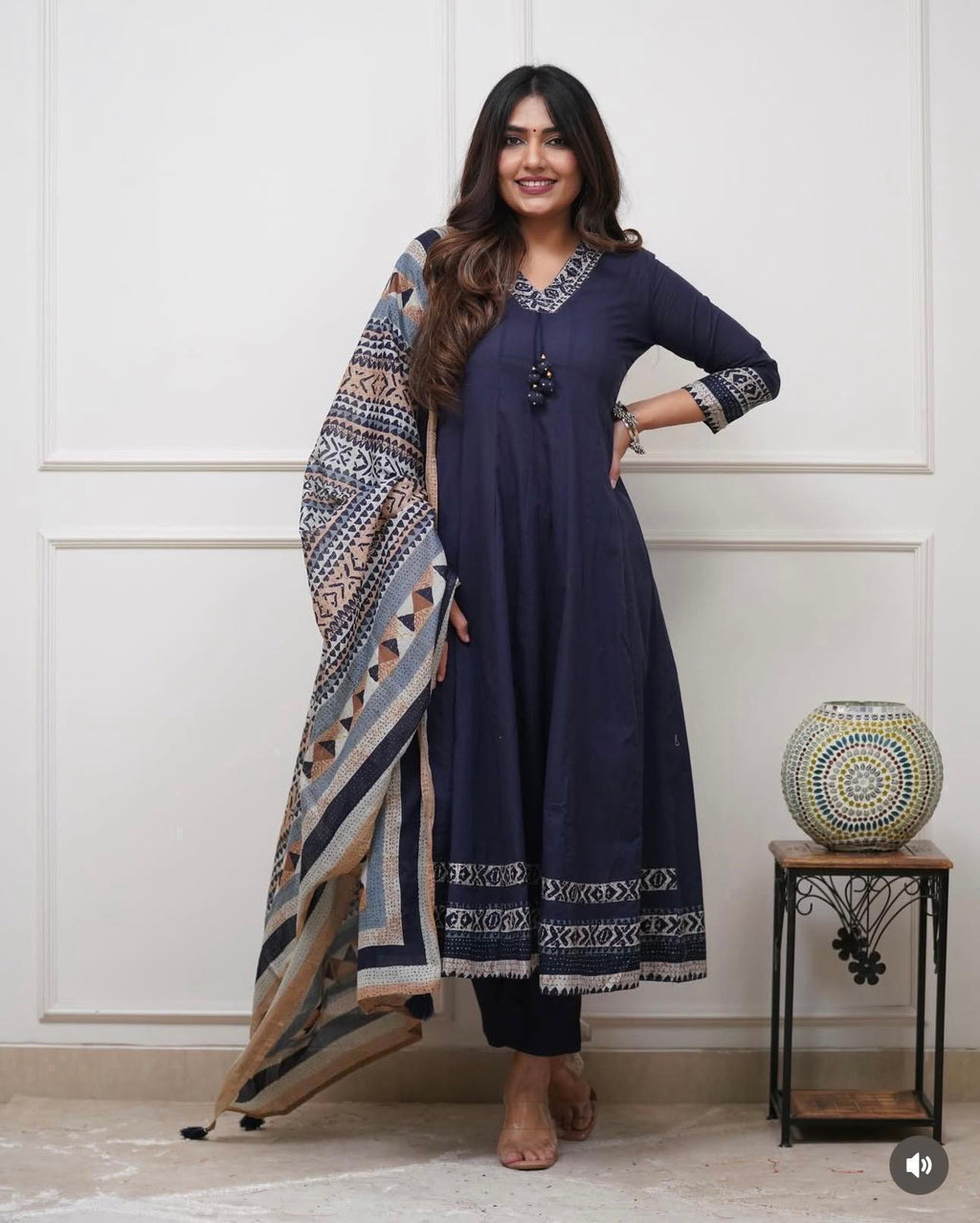 Women Premium Hand Work Anarkali Kurta Pant Dupatta Set